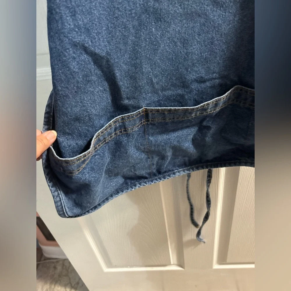 VTG TYCA Patriotic Embossed Buffalo New York USA Denim Blue Apron Heavy Duty